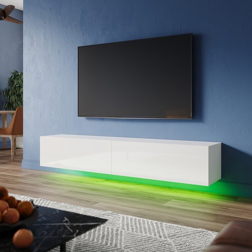 High gloss white floating - gloss, tv